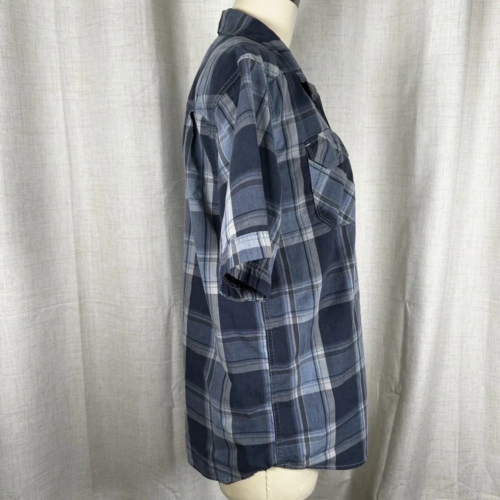 The North Face‎ Blue Plaid Snap Button Shirt Men's Size Medium Casual Outdoor